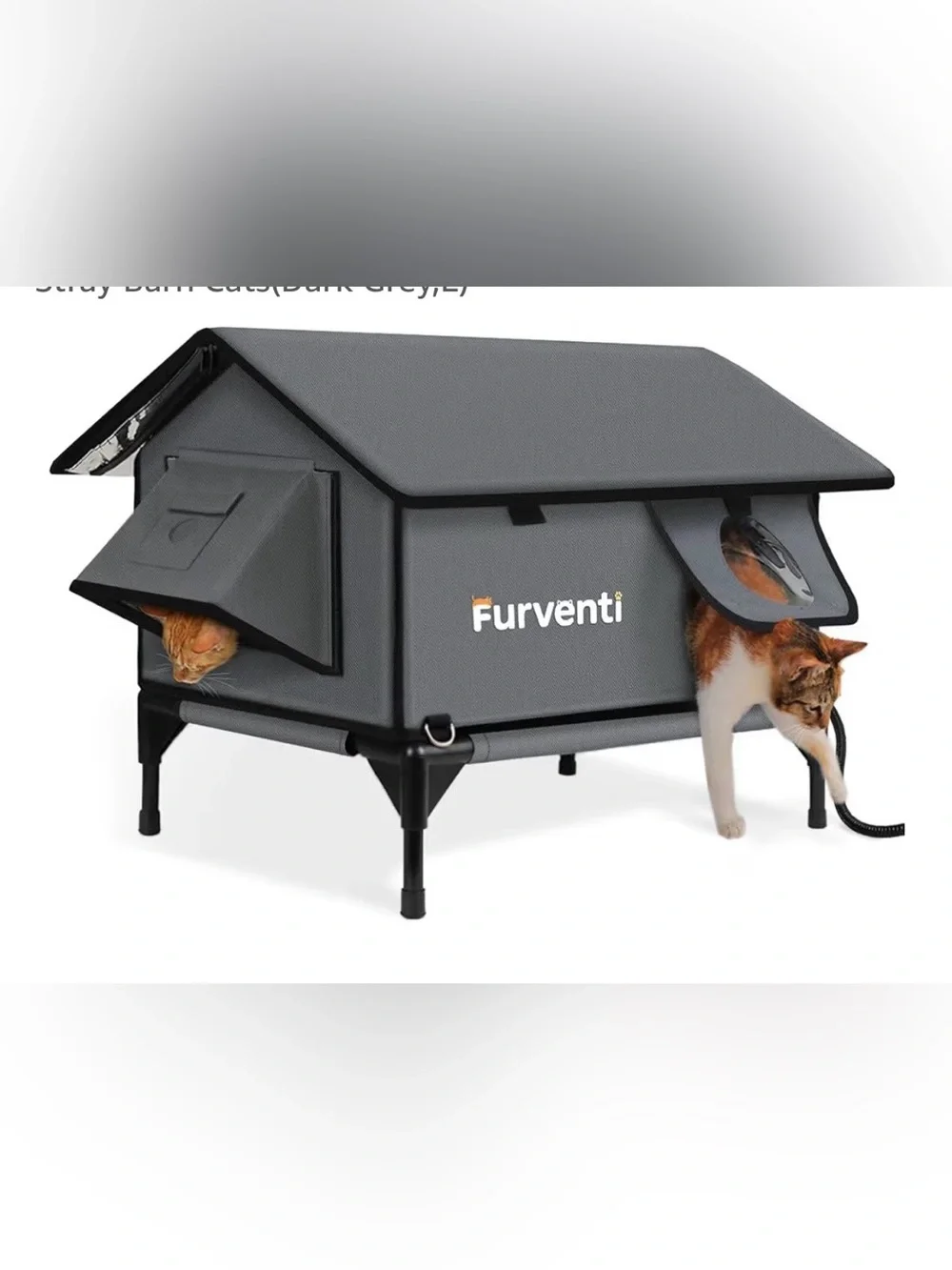 Outdoor Cat House Large Dark Grey Elevated Weatherproof Stray Barn